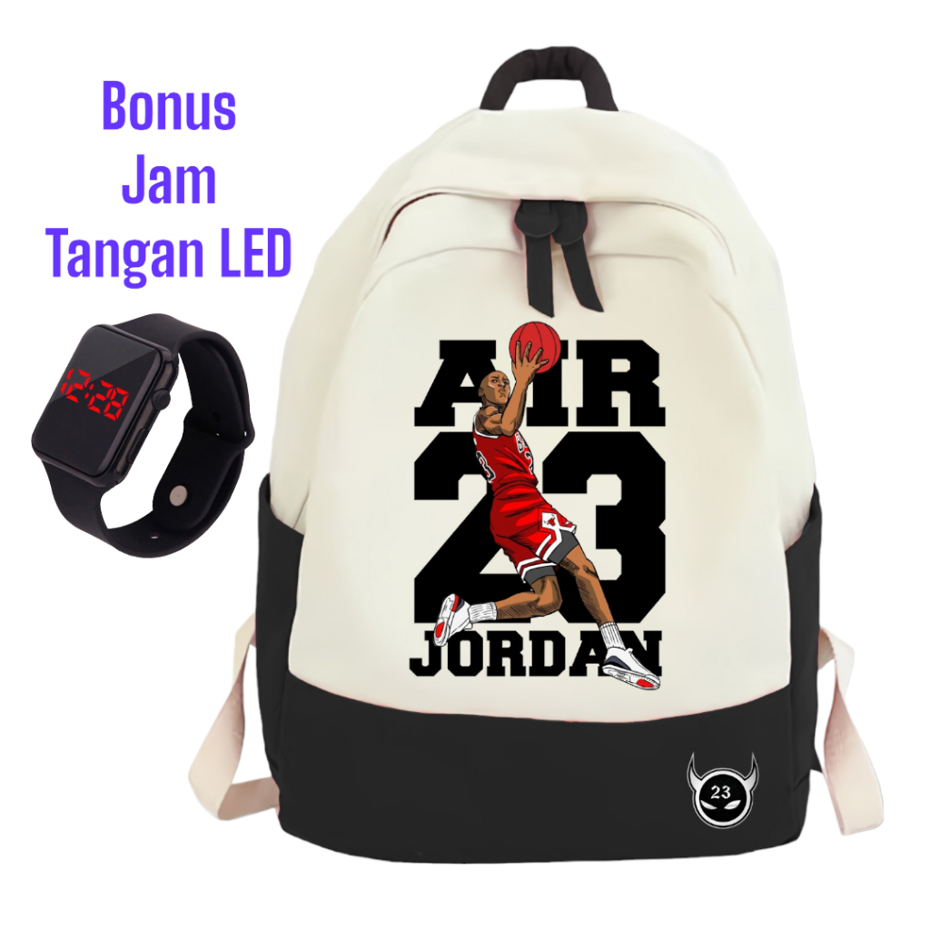 Tas Ransel Sekolah Backpack Distro Gambar Motif AIR 23 MJ Michael Jordan Original Terbaru Keren Keki