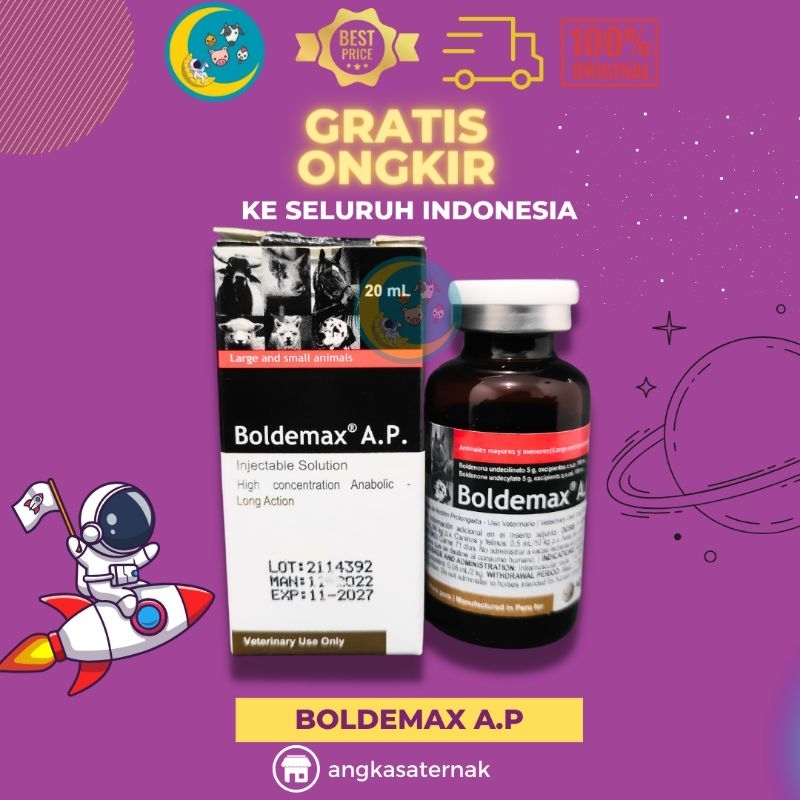 Boldemax AP 20 ml - Obat Penggemuk Sapi Kambing Kuda Anjing Kucing Kelinci Hewan Babi Ayam