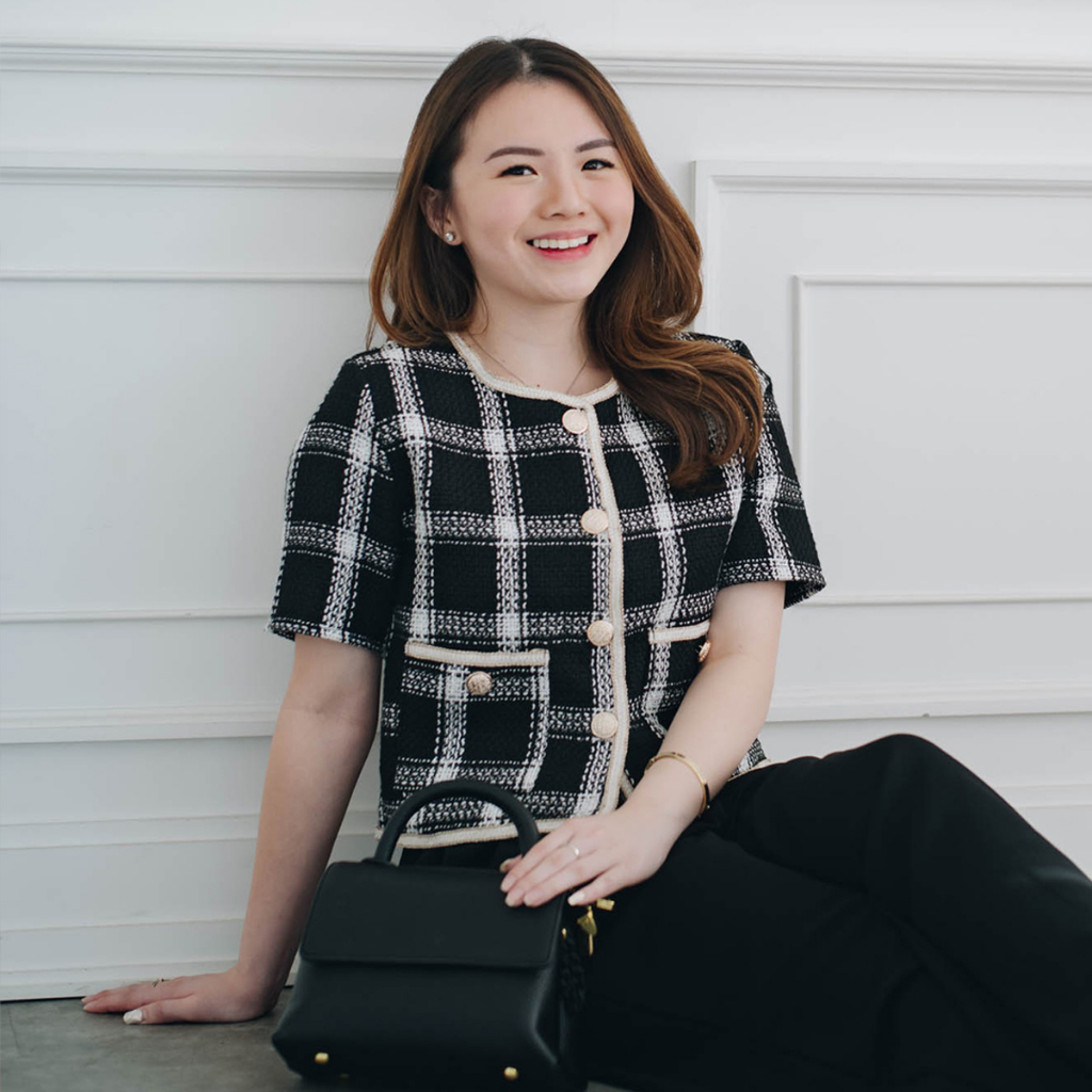 Beatrice Clothing - Gianna Blazer - Blazer Tweed Lengan Pendek Wanita