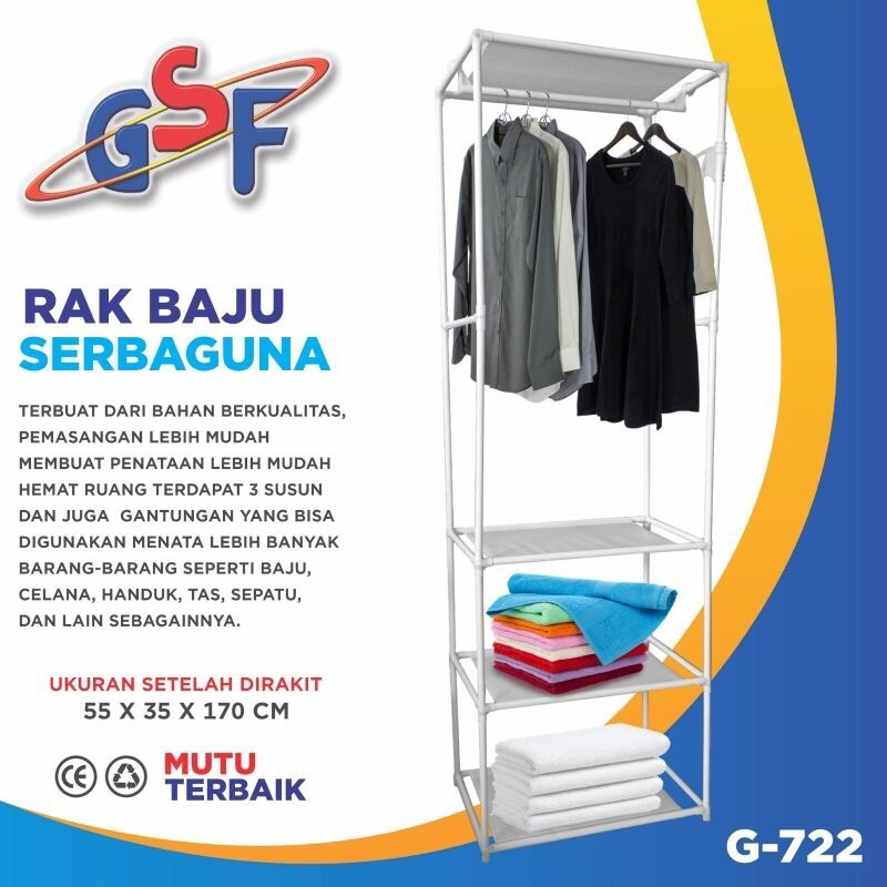 RAK BAJU SERBAGUNA GSF G-712 rak gantungan pakaian rak baju berdiri rak gantung baju gantungan gsf