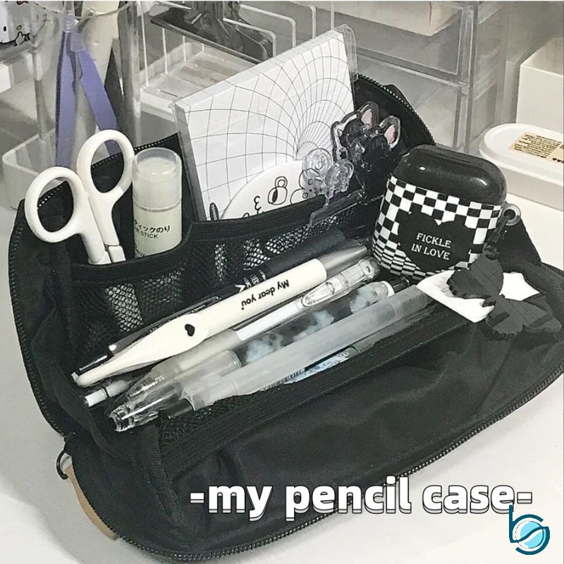 

Tempat Pensil Hitam Berlapis Kapasitas Besar/Black Multi Layer Pencil Case Big Capacity - Best Stationary