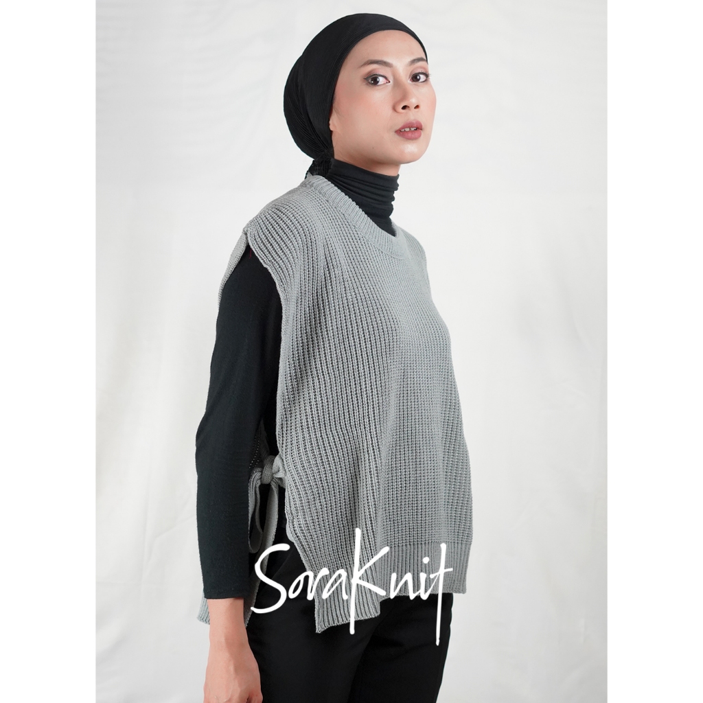 Outer Rompi Rajut Wanita Jumbo Panjang Tanpa Lengan Vest Knit Oversize Premium