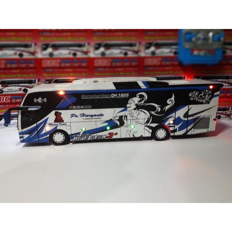 Miniatur Bus RC Po Haryanto SUN BREAKER remote control DETIL RAPIH FULL TELOLET FULL STROBO FULL LED