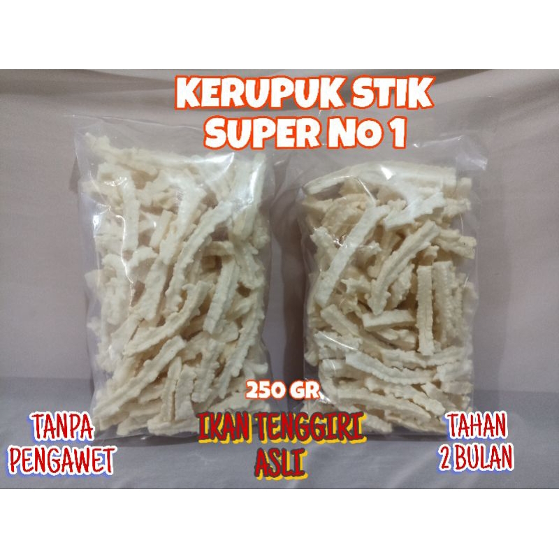 

KERUPUK STIK SUPER 250 GR KEMPLANG/KERUPUK SUPER ASLI IKAN TENGGIRI KERUPUK IKAN KEMPLANG IKAN