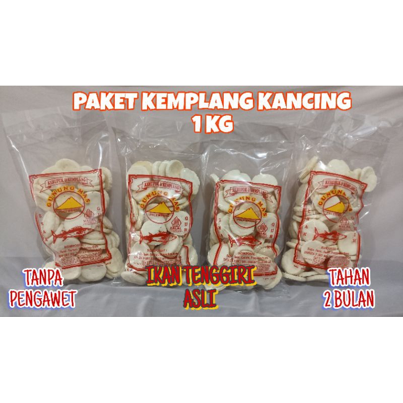 

PAKET 1 KG KEMPLANG KANCING SUPER KEMPLANG/KERUPUK SUPER ASLI IKAN TENGGIRI KERUPUK IKAN KEMPLANG IKAN