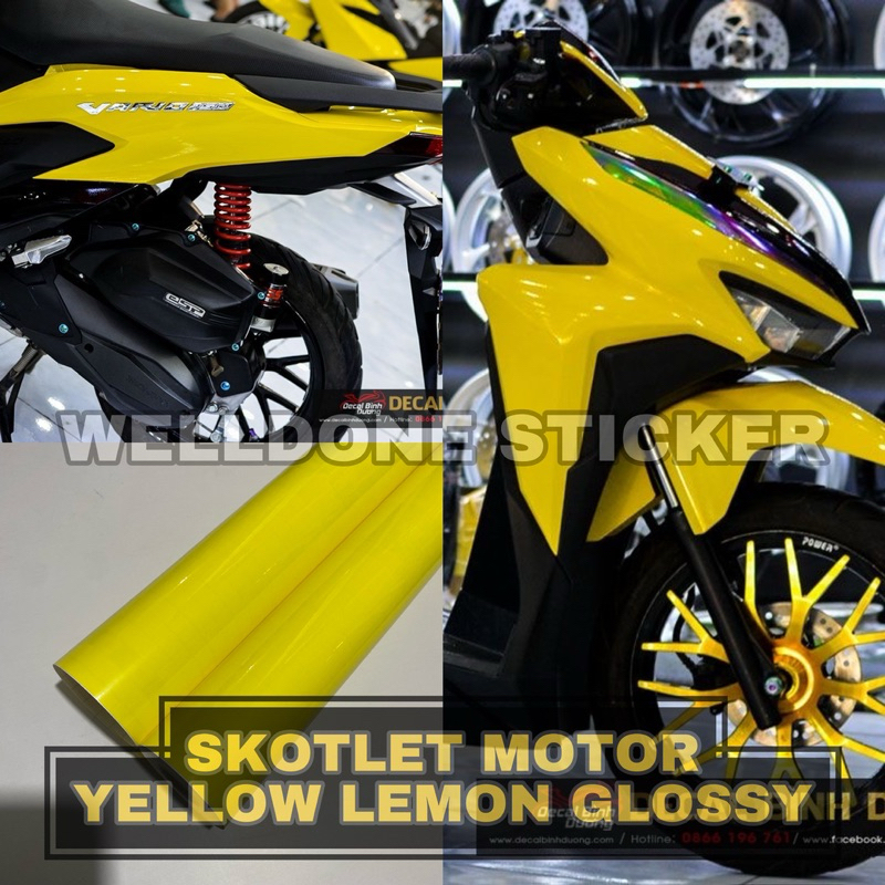 skotlet motor kuning lemon glossy stiker kuning muda pastel