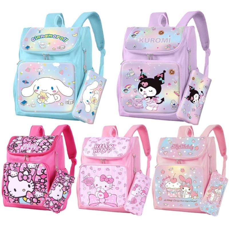 Tas Anak sekolah anak perempuan kuromi my melody cinnamoroll kitty kartun karakter tas SD TK Kelas 1
