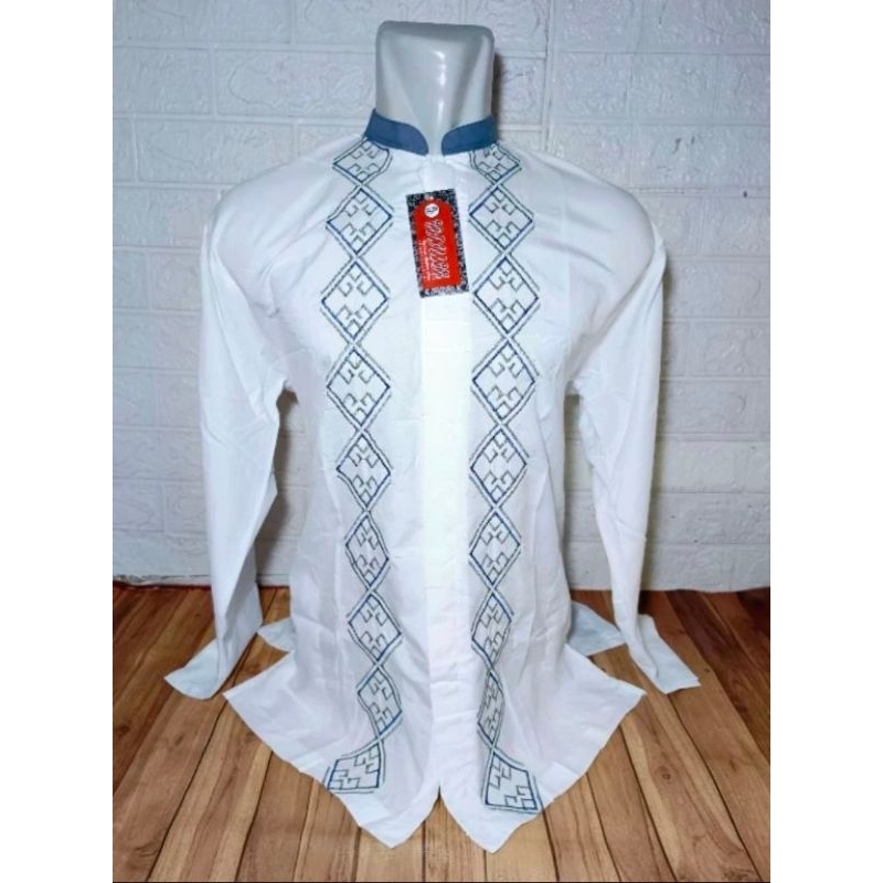 A1 baju koko lengan panjang/abdillah putih lengan panjang