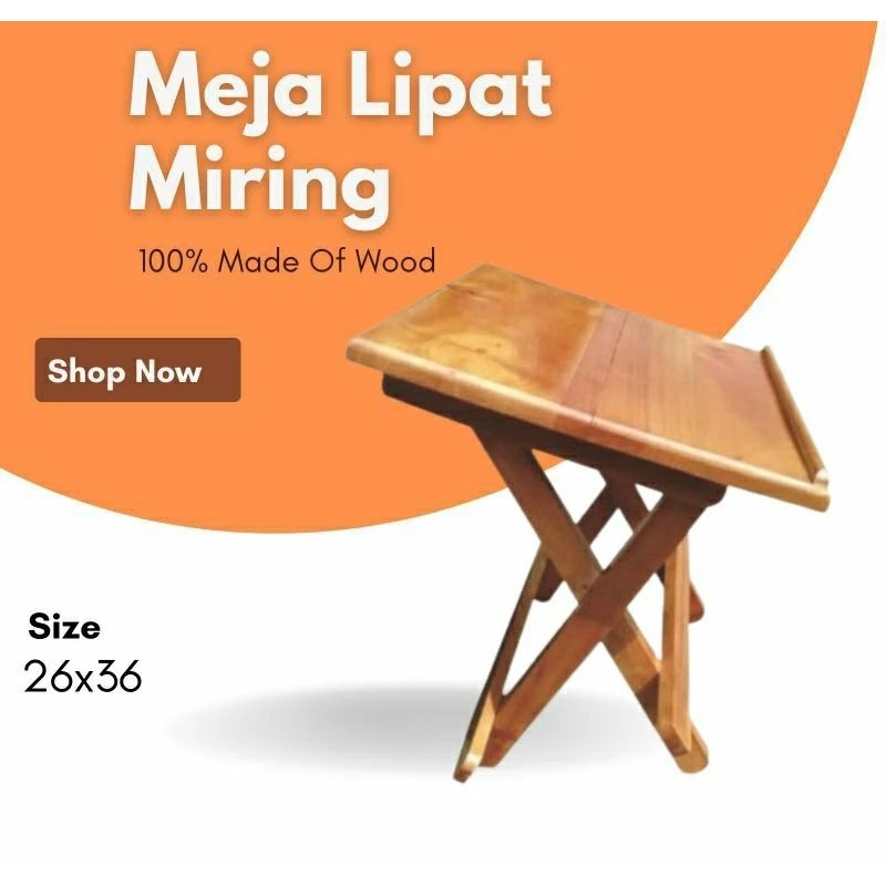Meja Laptop Portable Miring /Meja Lipat Rehal Ngaji Miring Ukuran 36*26