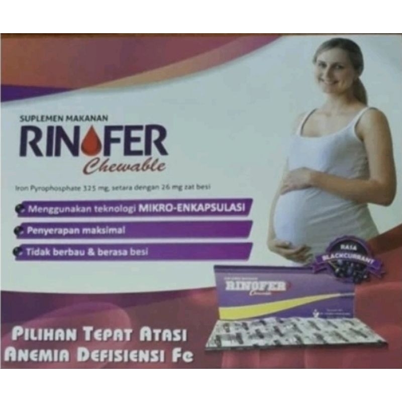 Rinofer Chewable Permen tablet hisap Suplemen zat besi penambah darah