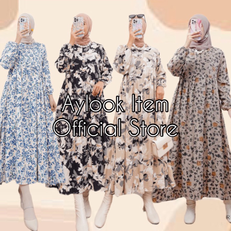 Baru trxCc1C6 MIDI DRESS WANITA MOTIF TERBARU DRESS RAYON ADEM BUSUI JUMBO  KOLINDA WIOLA KIRANA KAL