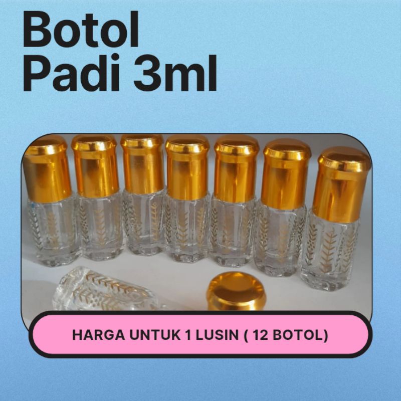 Botol parfum 3ml motif padi 1 Lusin - botol parfum kosong