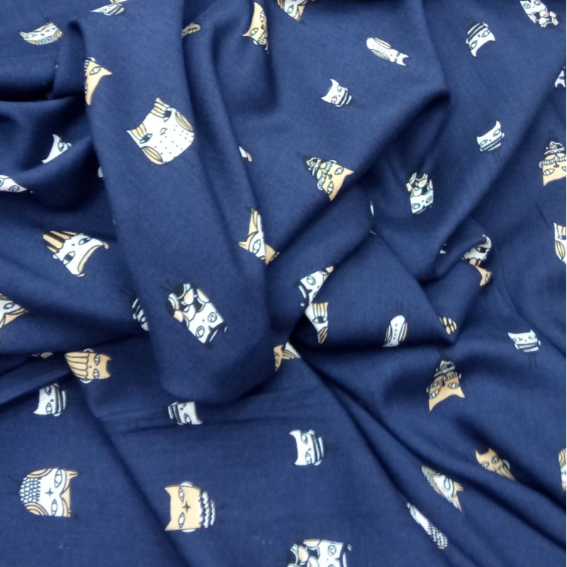 KAIN KATUN RAYON PREMIUM GARMENT MOTIF BURUNG HANTU DSR DKR