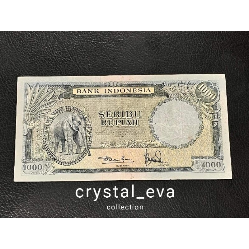 Uang Kertas Kuno Seri Hewan 1000 Rupiah Gajah Tahun 1957 (ASLI)