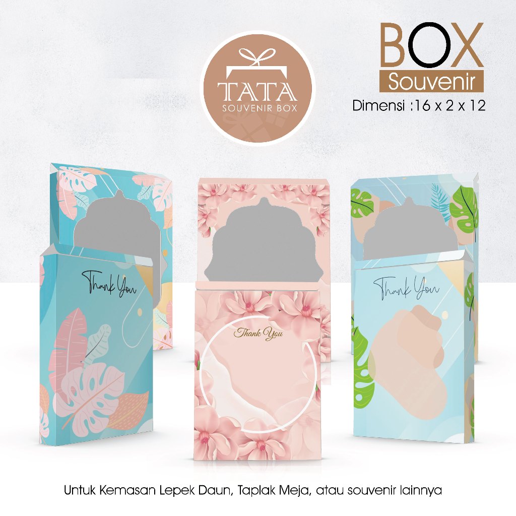 

Box souvenir Uk 12 x 2 x 16 Untuk Taplak Meja & lepek Daun (Min Order 5 Pcs)