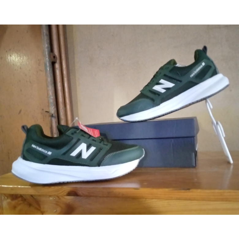 (COD) SEPATU SPORT NB RUNNING PRIA WANITA VIRAL WARNA HIJAU LIS PUTIH MODEL TERBARU QUALITY PREMIUM 