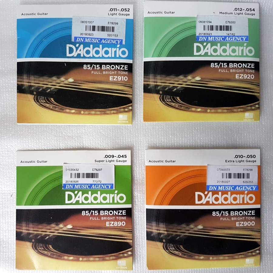 Senar gitar akustik D'addario EZ890 EZ900 EZ910 EZ920 string d'addario