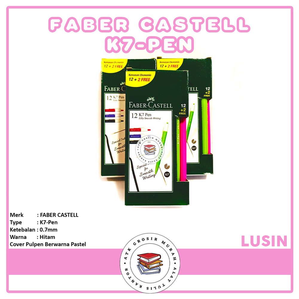 

Faber Castell - Pulpen K7 Ballpoint 0.7mm Cover Berwarna - Lusin