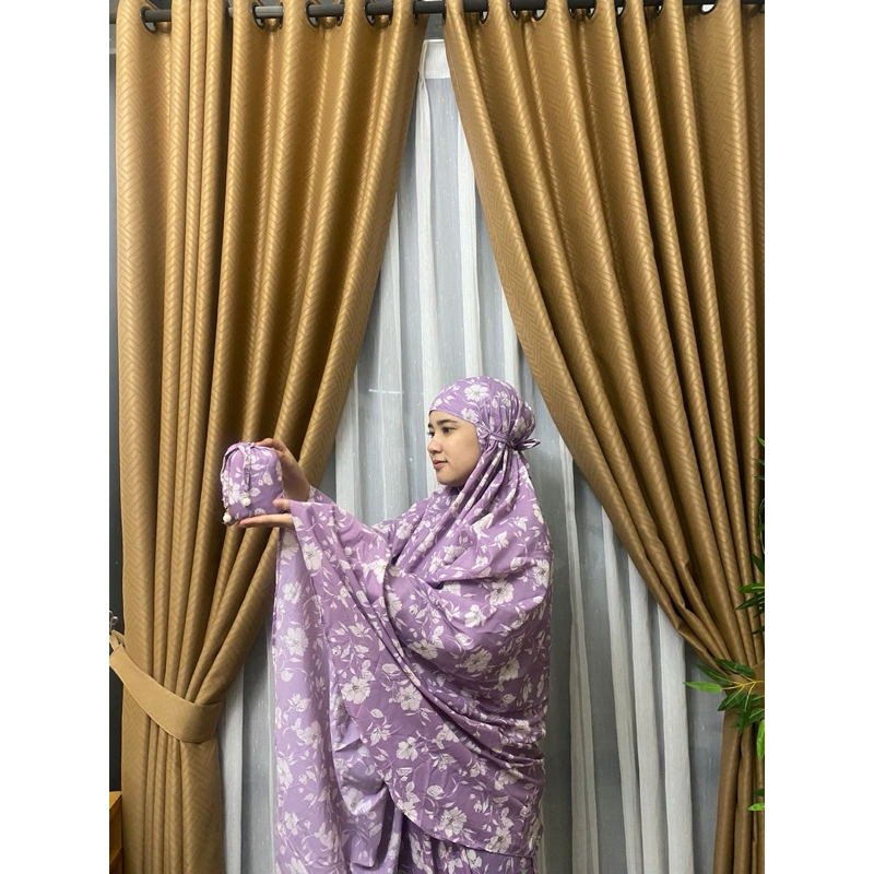 Mukena Parasut Premium Korea Motif Ungu