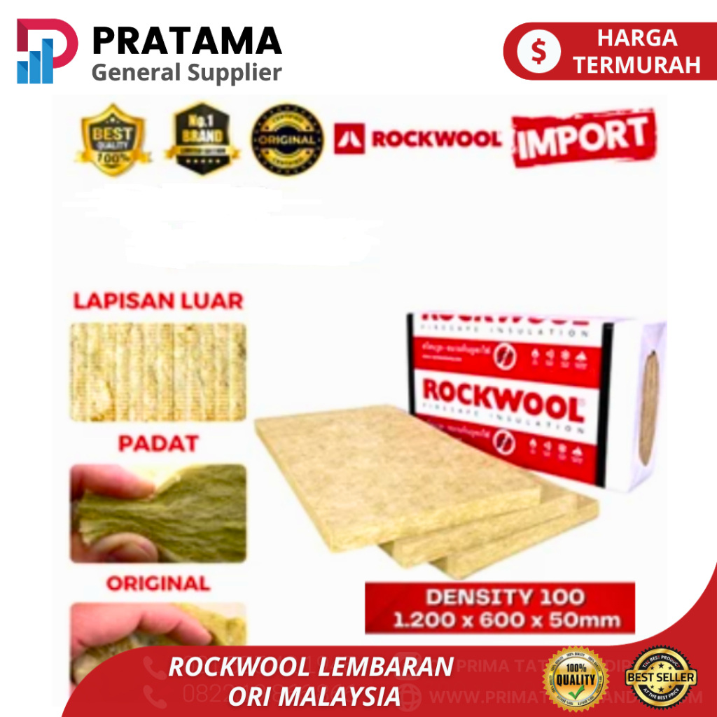 Rockwool 120x60 tebal 5cm density 40 peredam suara | SURABAYA | import