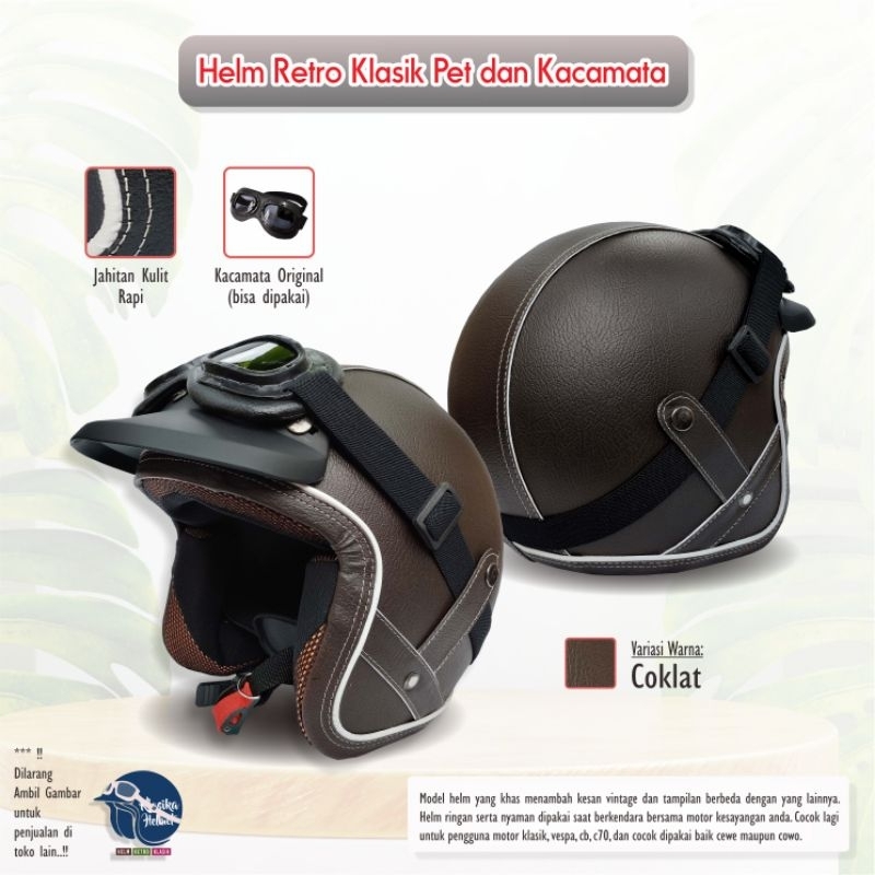 HELM CLASSIC BOGO KULIT MODEL TERBARU HALF FACE COWO DAN CEWE DEWASA