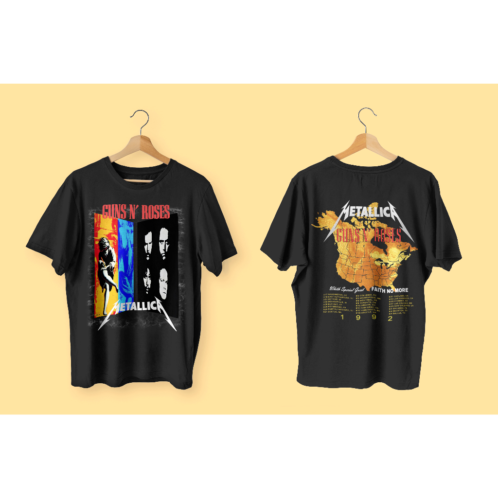 Kaos T-shirt band 90's Guns 'N' Roses  Metallica GNR Use Your Illusion TOUR