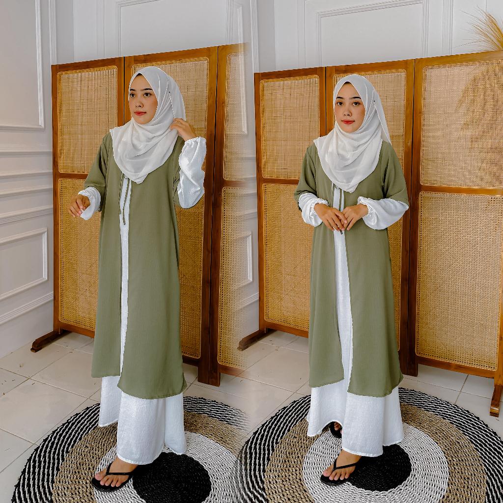 Abaya Malika Set Abaya Syar'i Abaya Set Arab Abaya Set Crinckle Air Flow Abaya Set Polos Abaya Set M