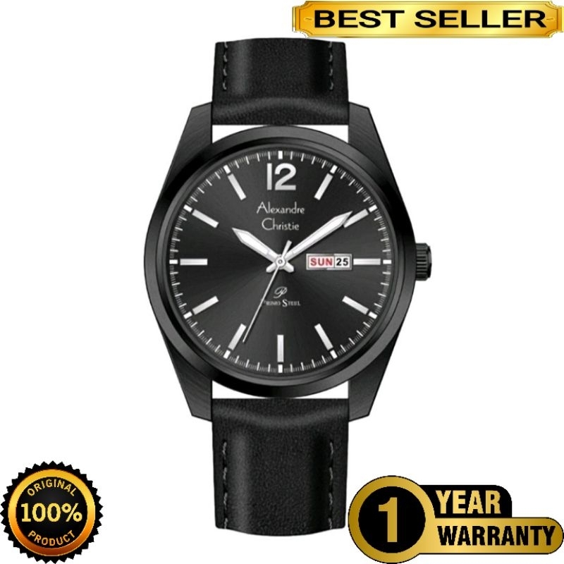 Alexandre Christie Pria AC 1012 AC1012 Full Black Kulit Original