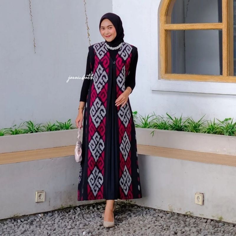 Kardigan Tenun Ikat Etnik • Outer Long Tenun • Outer Panjang Etnik • OT153