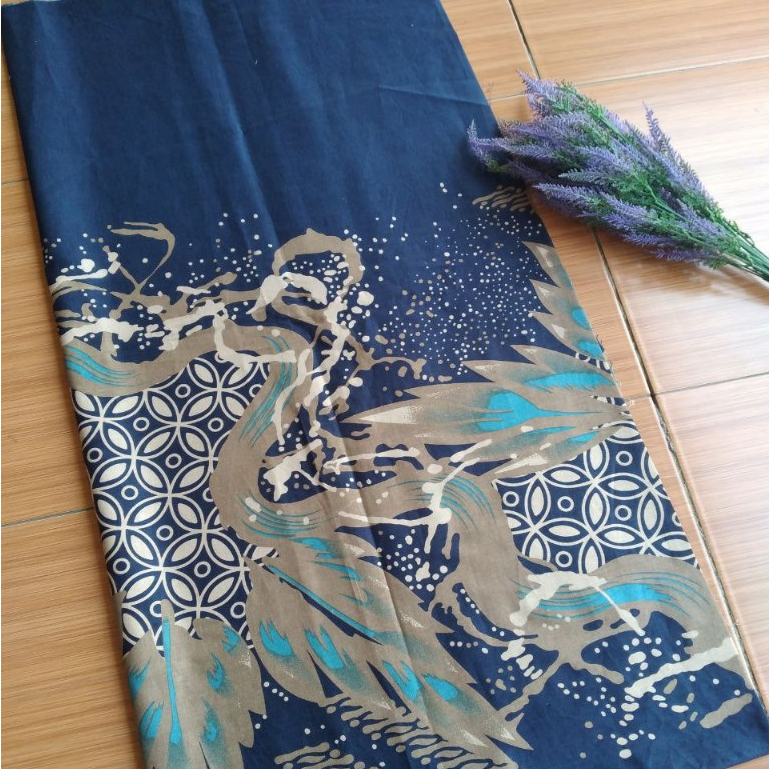 Kain Batik Kawung Navy Abstrak Jumputan 2 Meter Pekalongan Motif 210cm x 110cm Katun