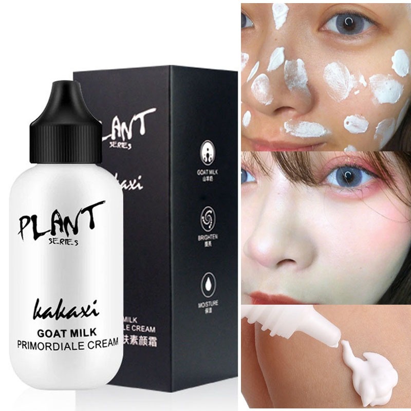 Plant Series Kakaxi Goat Milk Cream Mencerahkan Wajah Menyamarkan Noda Bintik-Bintik Pori-Pori Mata 