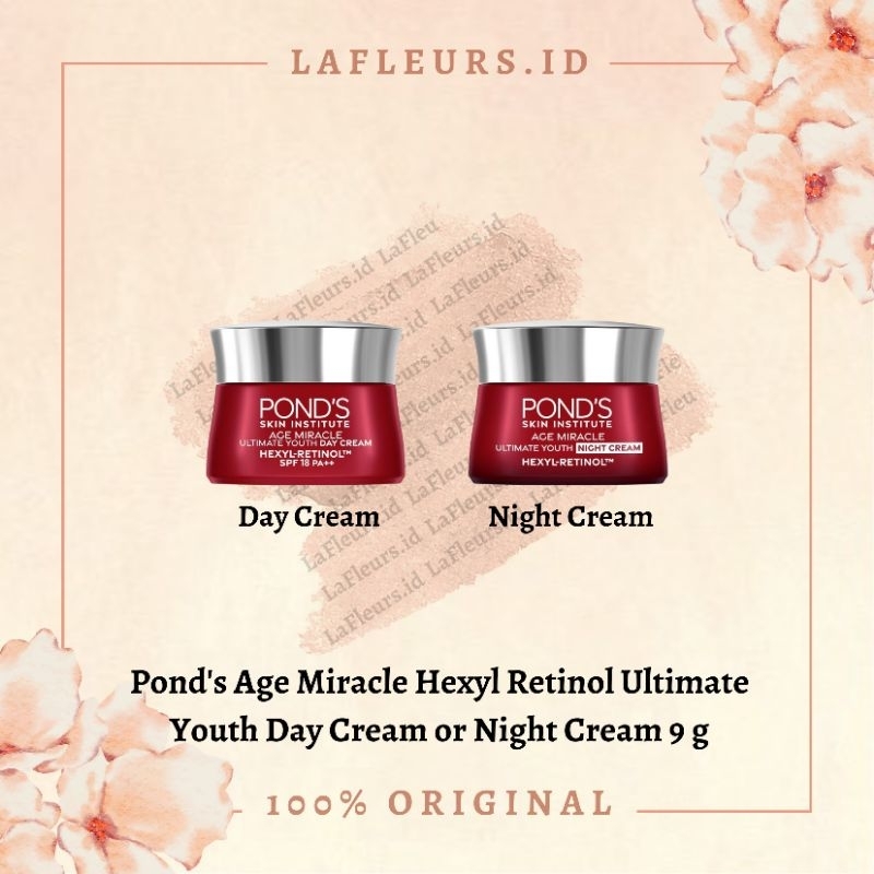 Ponds / Pond's Age Miracle HEXYL RETINOL Ultimate Youth Day or Night Cream9g / krim pelembab wajah a
