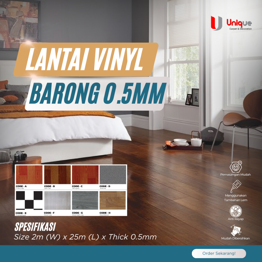 Karpet Vinyl Barong Motif Kayu / Motif Catur / Motif Pasir Tebal 0.5mm