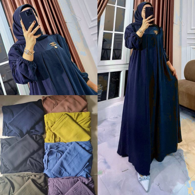 gamis syar'i setdung Zara gamis set kerudung crinkle