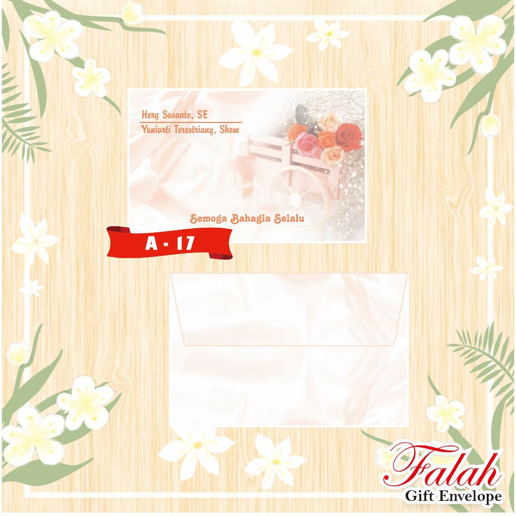 

Amplop Kondangan sudah isi nama per box isi 50 lembar motif Falah A 17