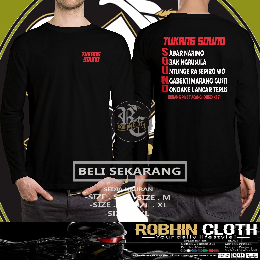 Kaos Tukang Sound Kata-kata Operator Sound System Lengan Panjang Baju Musik
