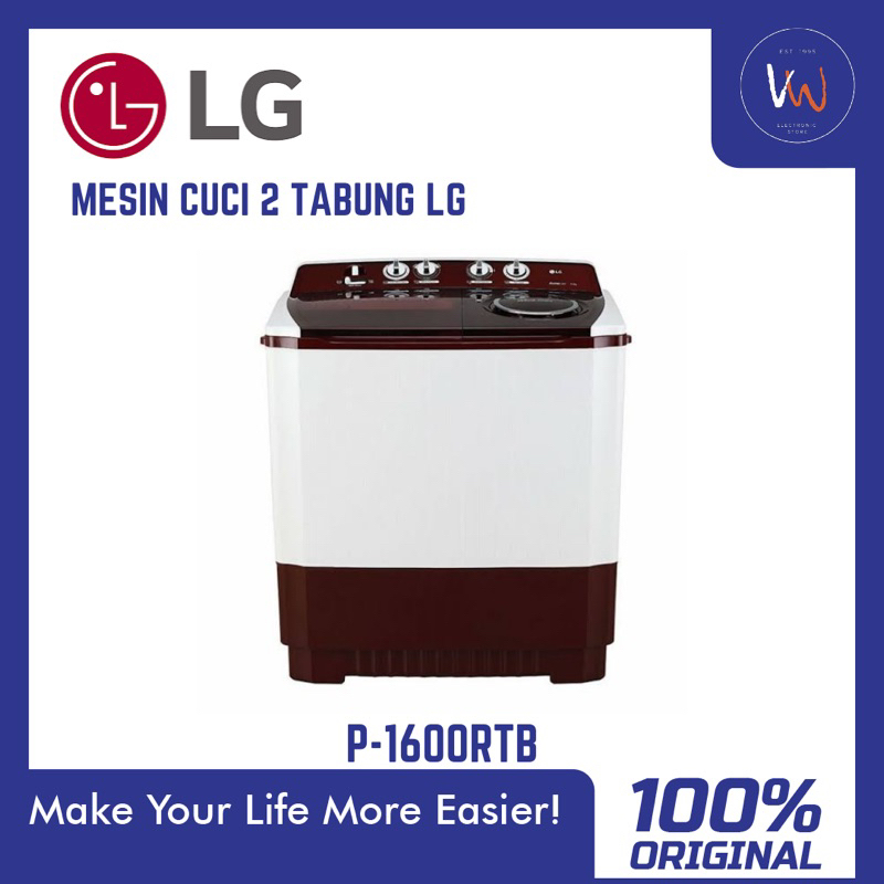 Mesin Cuci LG 2 Tabung P-1600RTB / Mesin Cuci 16 KG Jumbo