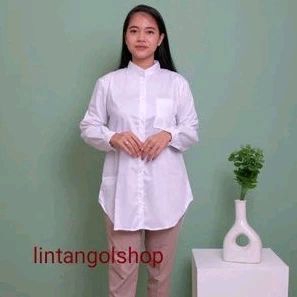 KEMEJA TUNIK PUTIH KATUN TOYOBO KERAH SHANGHAI PREMIUM