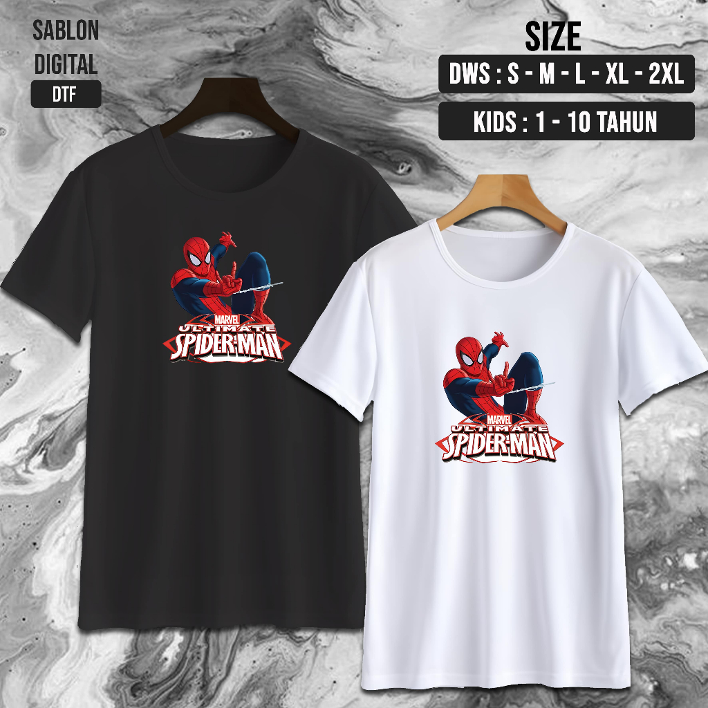 NW091Kaos MARVEL SPIDERMAN/ Kaos SPIDERMAN / Baju Kaos Oblong / Baju Anak Anime Kaos Dewasa Unisex /