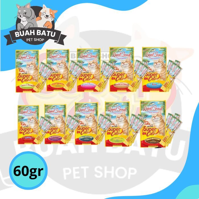 SUPER CAT LIQUID SNACK KUCING 60gr ( ISI 4 ) threat Kucing Super Cat CREAMY