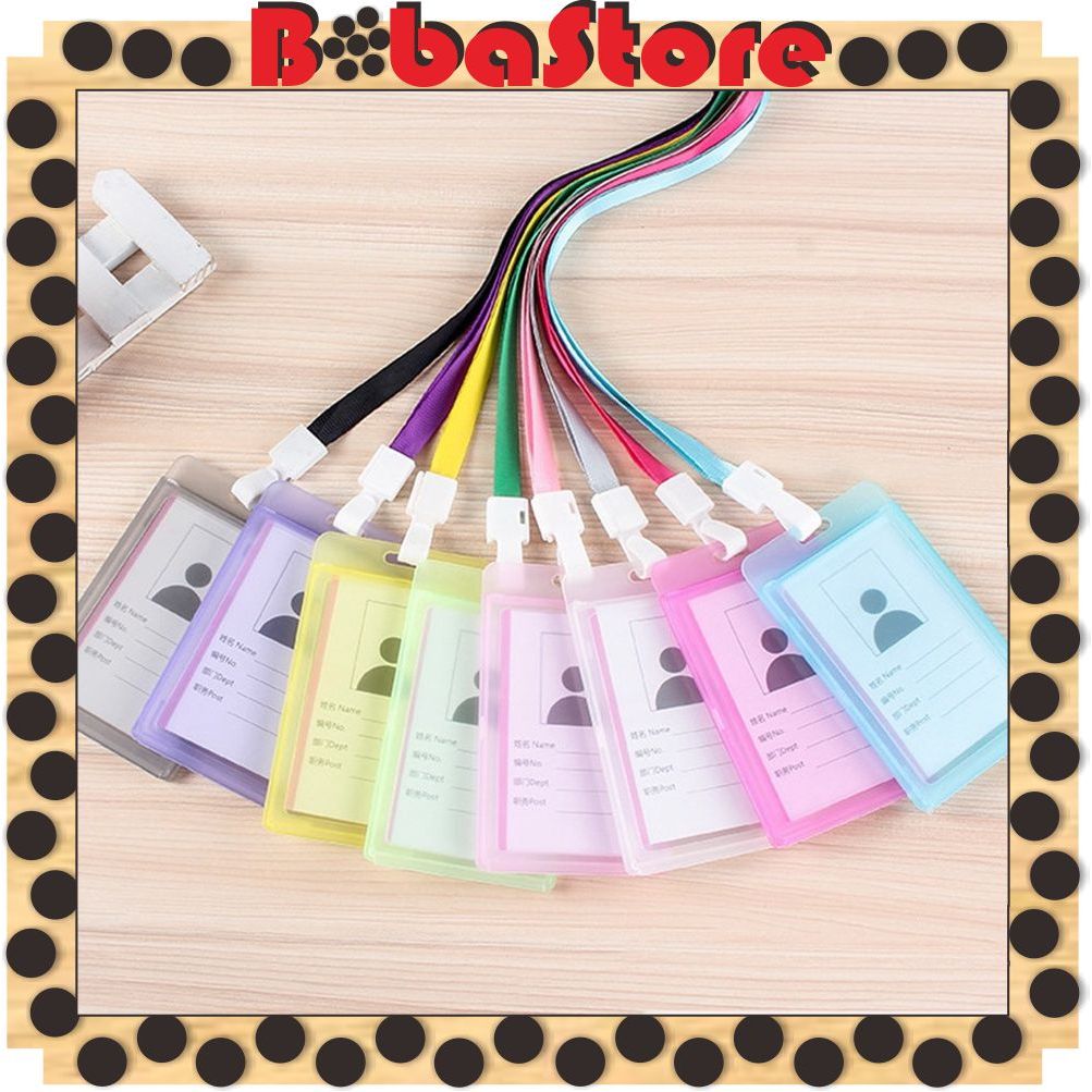 

⭐Bobastore⭐ Name Tag Id Card Transparant Gantungan Kartu Nama Plastik Vertical Lanyard Potrait Motif Polos Warna Warni Tanda Pengenal Bening Horizontal R814