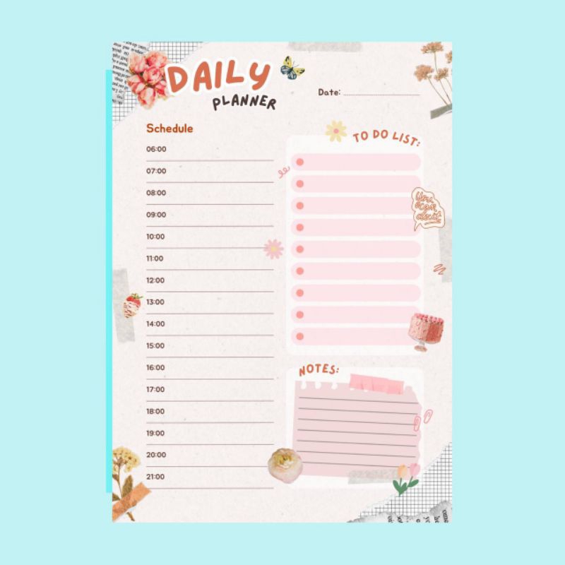 

daily Planner/ jadwal kegiatan harian UK. A5 binder aesthetic
