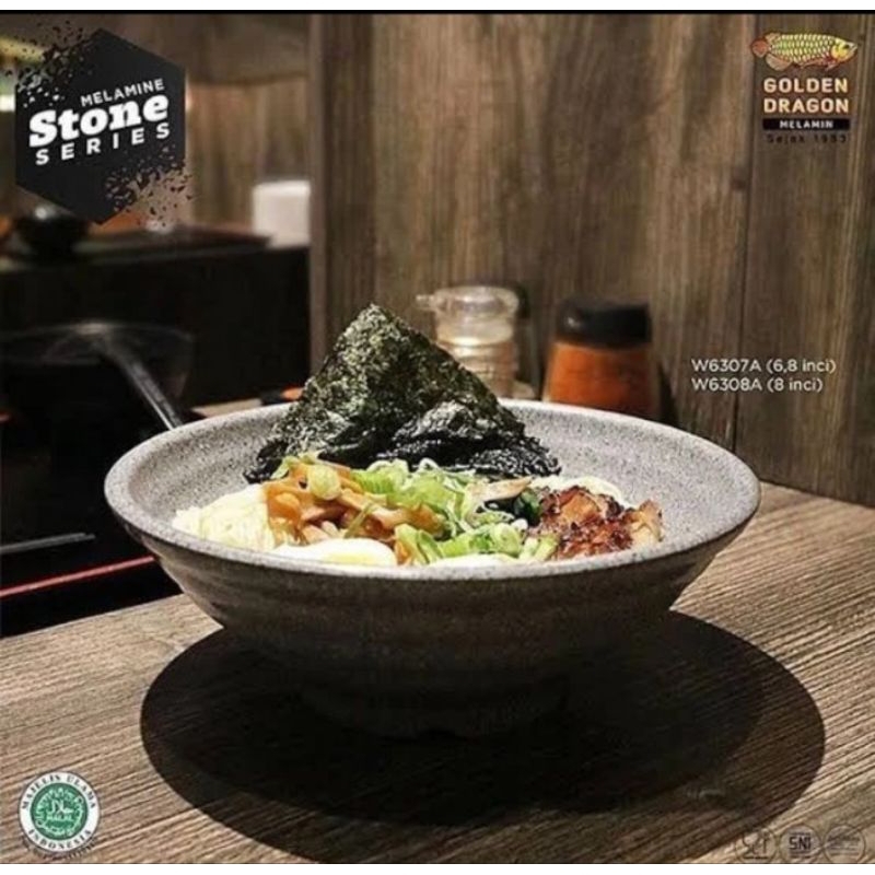 Mangkok Ulir Model Batu 5,8/6,8/ 8 Inch - Golden Dragon Melamin (W6306A)(W6307A)(W6308A)