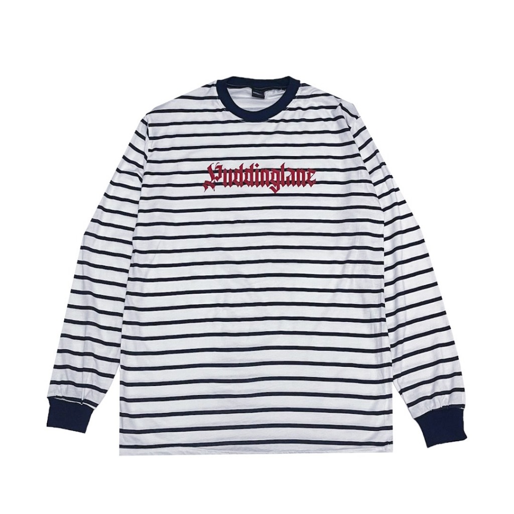 Puddinglane Kaos Unisex Pria Wanita Lengan Panjang Long Sleeve T-shirt Stripe Russmany