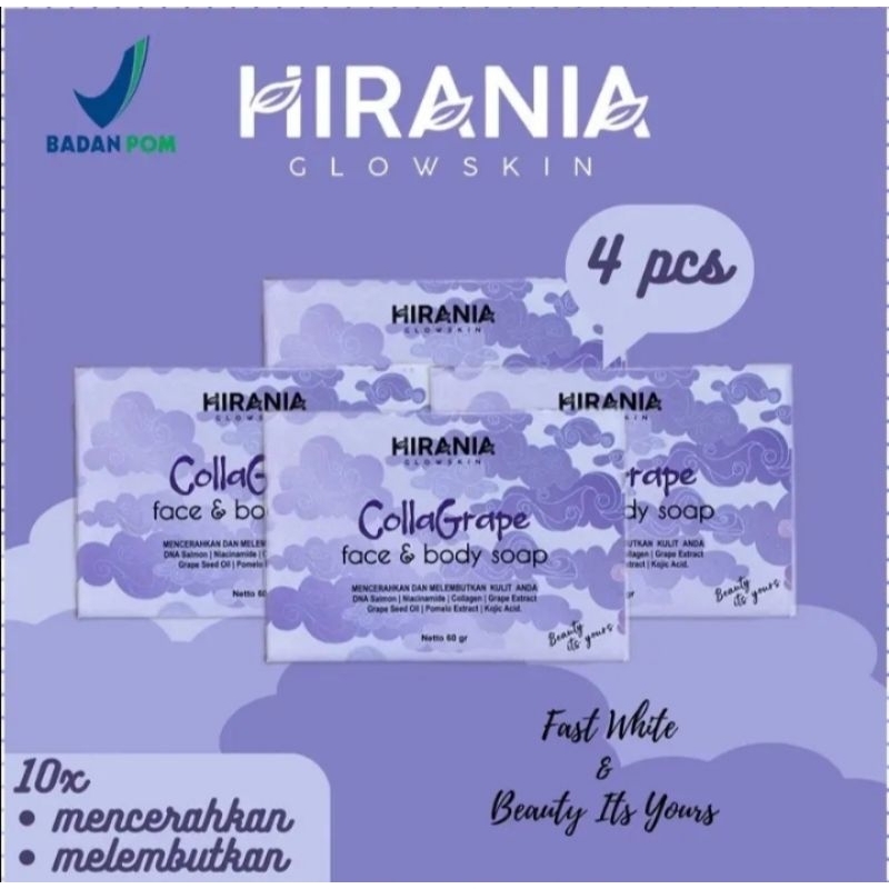[READY STOK] (4 Pcs) HIRANIA CollaGrape Face &Body Soap BPOM Original