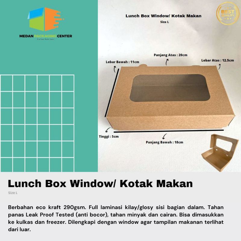 Lunch Box Window L / kertas box kraft / kotak makan / kotak nasi
