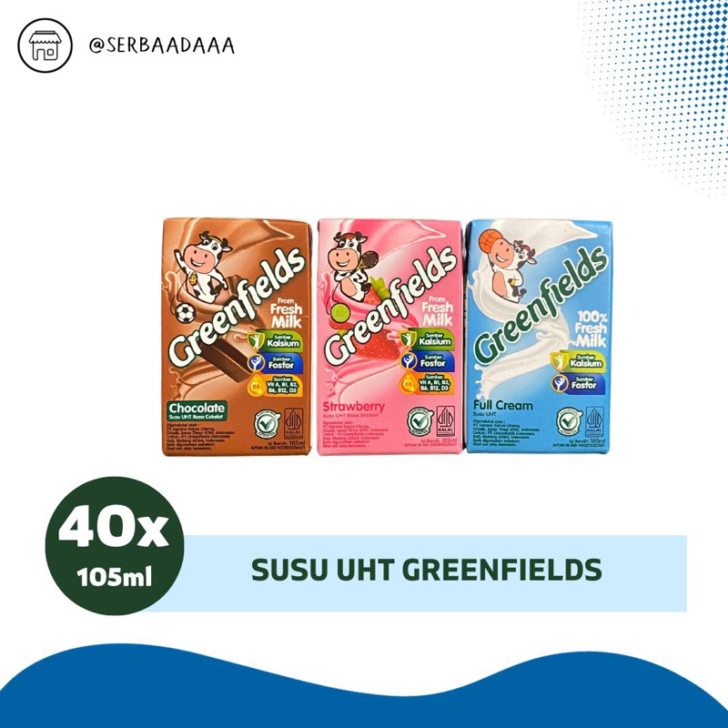 

RB GREENFIELDS SUSU UHT 105ML DUS KARTON ISI 40 PCS BISA MIX