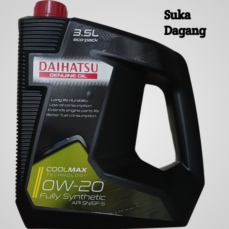 Oli Mobil Daihatsu Genuine Oil 0W-20 API SN/GF-5 Fully Synthetic 3.5L