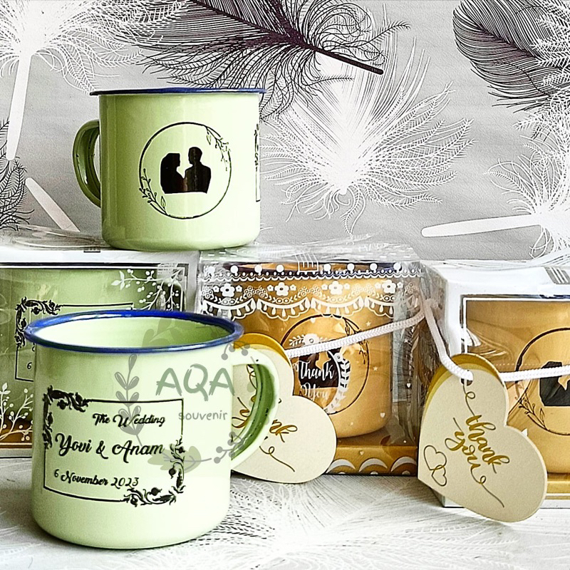 SOUVENIR GELAS ENAMEL KLASSIK / SOUVENIR ENAMEL CUSTOM / SOUVENIR GELAS JADUL / SOUVENIR PERNIKAHAN 