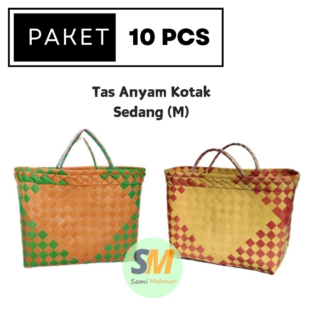 

PAKET HEMAT 10 PCS KOTAK SEDANG (M) - Tas Anyaman Plastiki Bingkisan Muat Kotak Nasi dan Kotak Snack